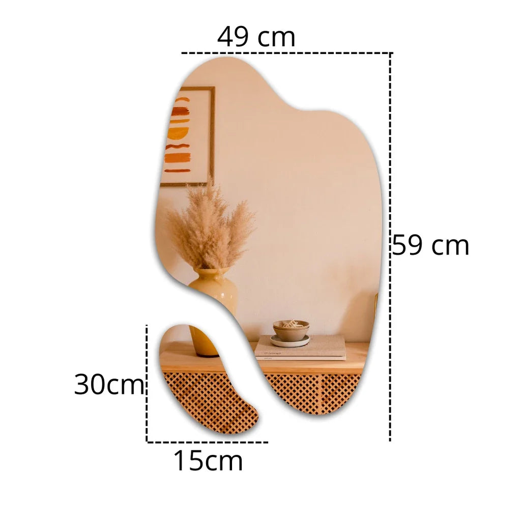 Espejo Orgánico Grande Elegance – Decorativo Abstracto Futurista Kit de 2 Piezas Liquidación