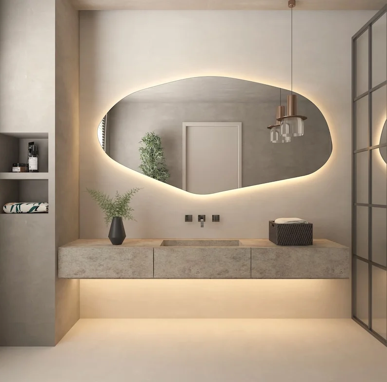 Espejo orgánico irregular con LED 2,10 m x 0,80 cm - Liquidación