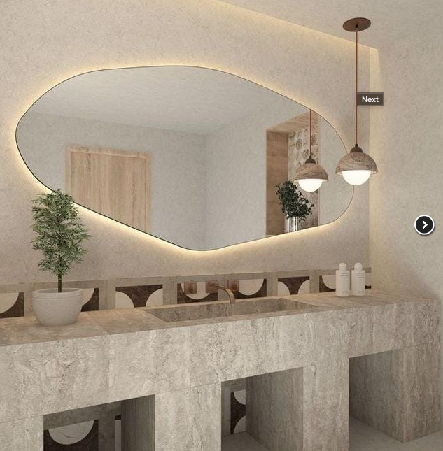 Espejo orgánico irregular con LED 2,10 m x 0,80 cm - Liquidación